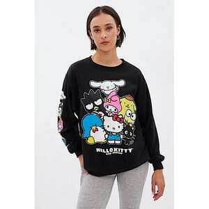 Hello Kitty and Friends Black Crew Neck Sweatshirt Size Medium